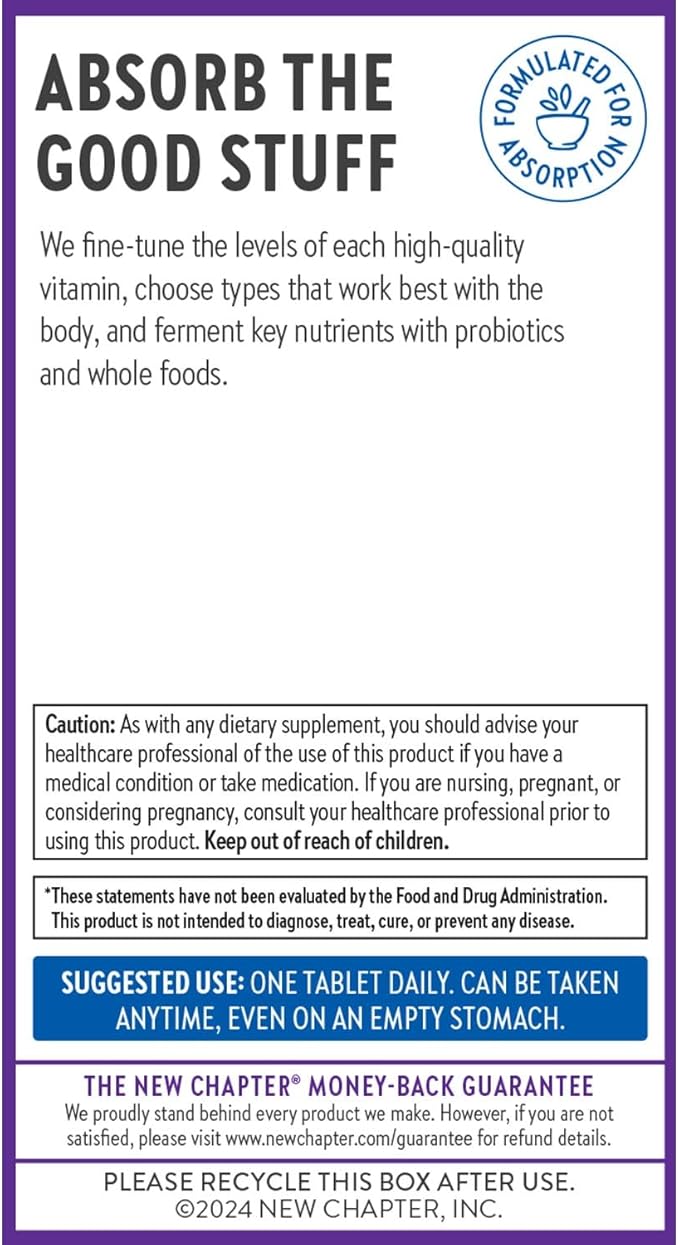 New Chapter Vitamin B Complex – Fermented Coenzyme B Complex Rich in Vitamin B12 + Vitamin B6 + Biotin + Made with Organic Ingredients - 90 ct