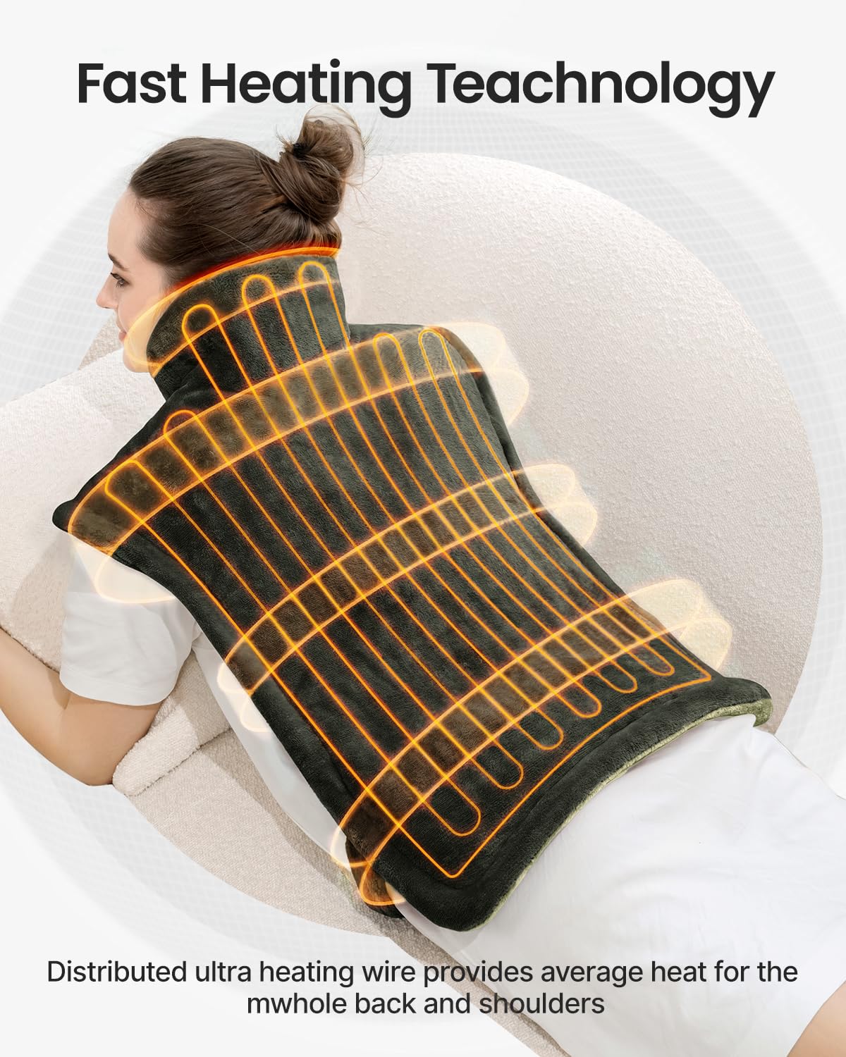 RENPHO Valentines Day & Birthday Gifts for Her Him Women Men, Heating Pad for Back Pain & Period Cramps,FSA Eligible, Weighted Heat Pad for Neck and Shoulders, 24"x33", ETL Certified, Green
