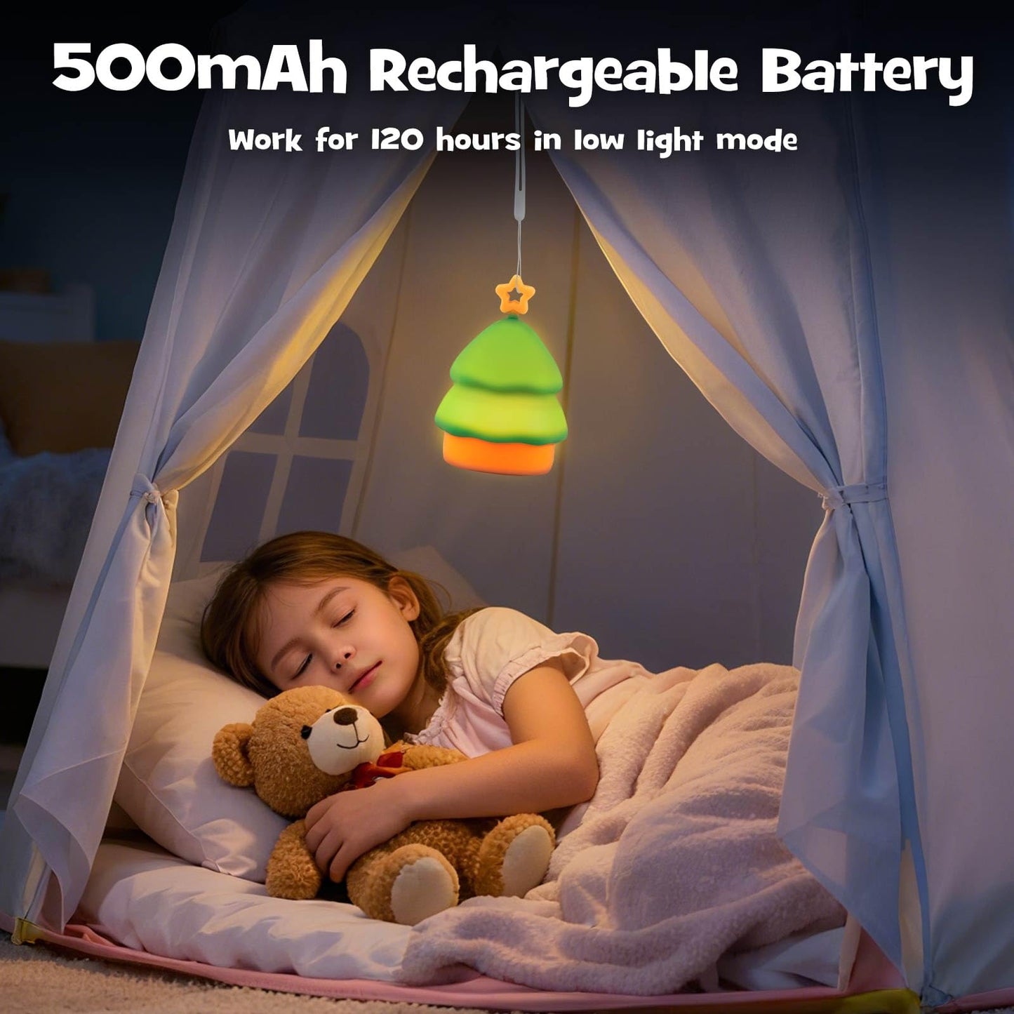 Gefaxi Squishy Christmas Tree Night Light With Rgb Modes Dimmable Nursery Breastfeeding Nightlight Hangable Cute Christmas Lamp Novelty Rechargeable Silicone Touch Bedside Lamp For Bedroom Dorm Decor