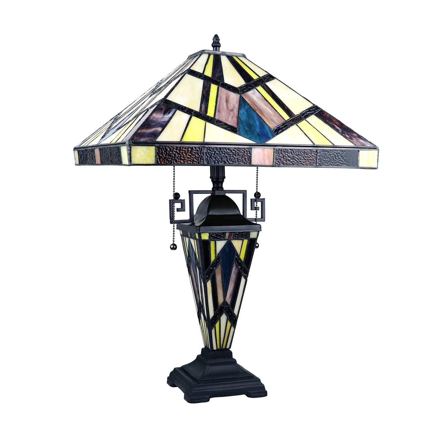 Chloe Lighting Vincent Tiffany-Style Table Lamp, 3-Light, 16in Shade, Blackish Bronze, Multicolor, Model CH3T523BM16-DT3