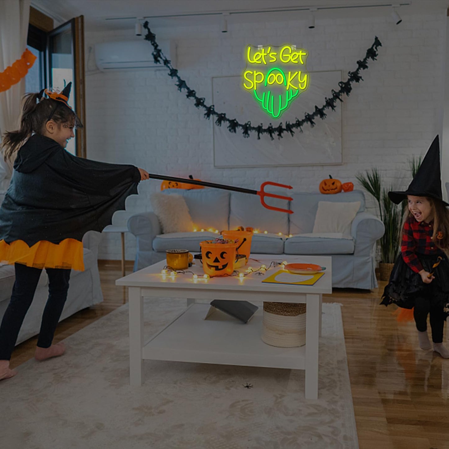 Lucunstar Lets Get Spooky Neon Sign Halloween Neon Signs For Wall Decor Led Lights With Usb Powered Halloween Ghost Wall Decoration For Bedroom Bar Party Man Cave Club Pub Door Gifts
