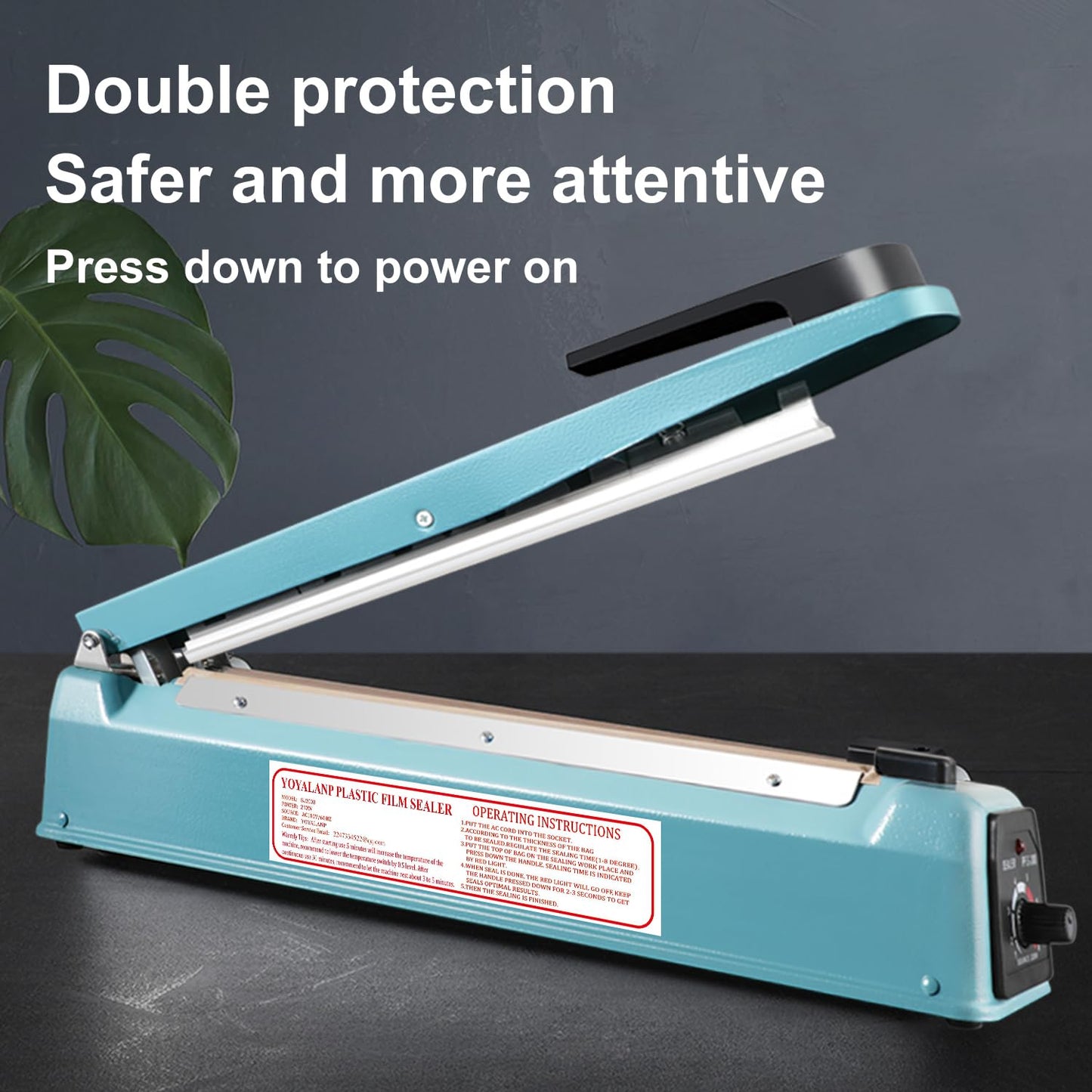 Metal body,Impulse Sealer 16 inch, Manual Heat Sealer Machine for Plastic Bags, Shrink Wrap Bag Sealers Heavy Duty Sealing Machine With Repair Kit (Blue)