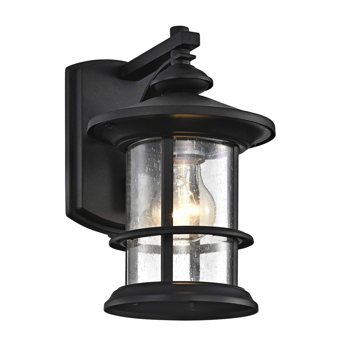 Micsiu Outdoor Wall Light Fixture - 10 Waterproof Black Aluminum With Clear Seedy Glass For Porch, Patio, Backyard - Model A