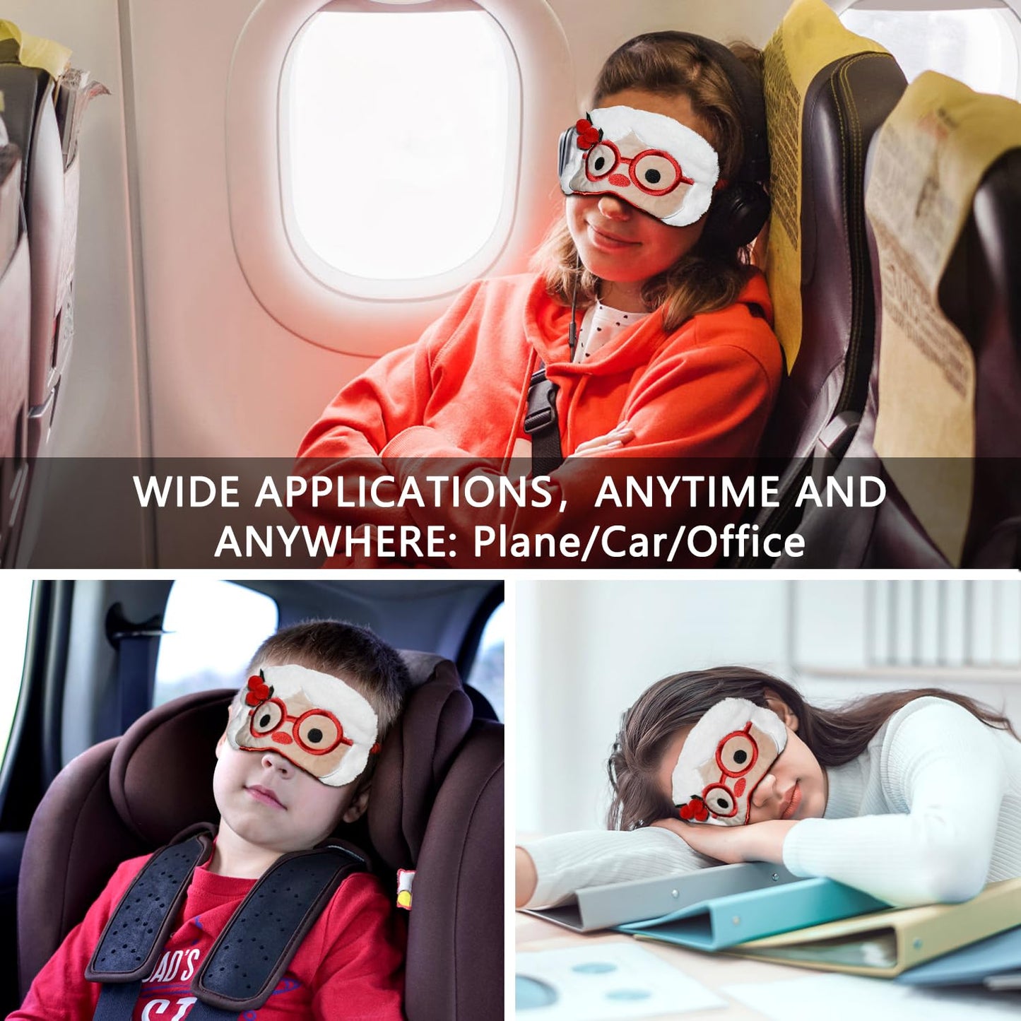 VHOPMORE Cute Sleeping Mask Sleep Mask, Funny Santa Claus Soft Plush Eye Mask for Travel Nap Sleeping Chrismas Blindfold Eye Cover Eyeshade for Adult Kids Girls Teens Men Women - Santa Claus
