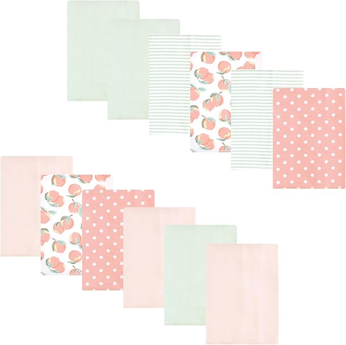 Luvable Friends Hudson Baby Flannel Burp Cloths 12pk, Peach