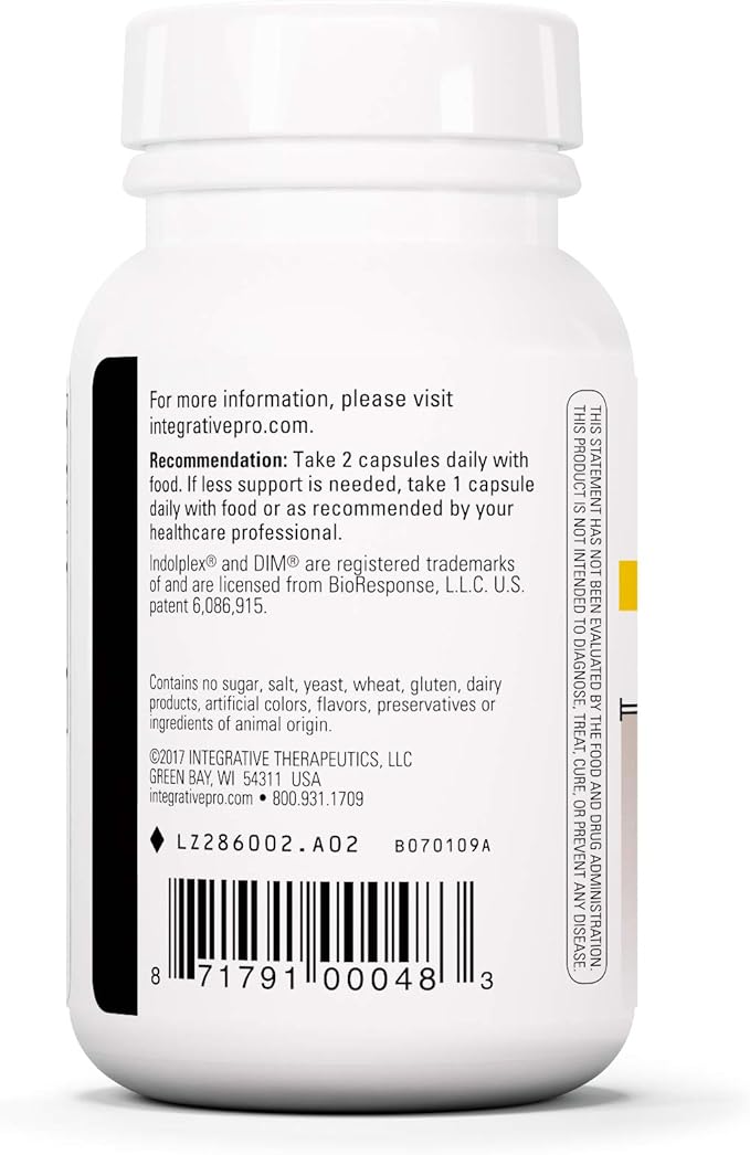 Integrative Therapeutics Indolplex - Bioavailable DIM Supplement - Supports Healthy Estrogen Balance* - Vegan & Gluten-Free Support Supplement - 60 Capsules
