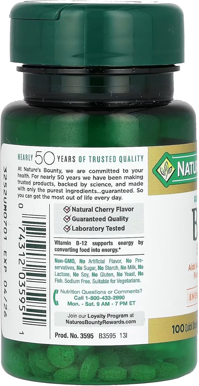 Nature's Bounty Vitamin B-12 500 mcg, 100 ea (Pack of 4)