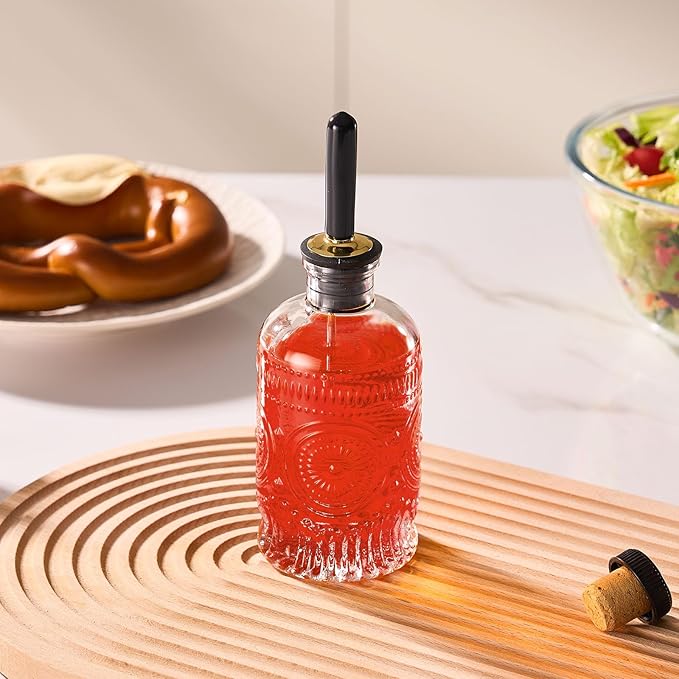 1pcs Glass Coffee Syrup Dispenser Bottles 7 OZ, Simple Syrup Bottles with Metal Pour Spout, Syrup Dispenser for Coffee Bar Accessories for Maple Honey Syrup Oil and Sauces