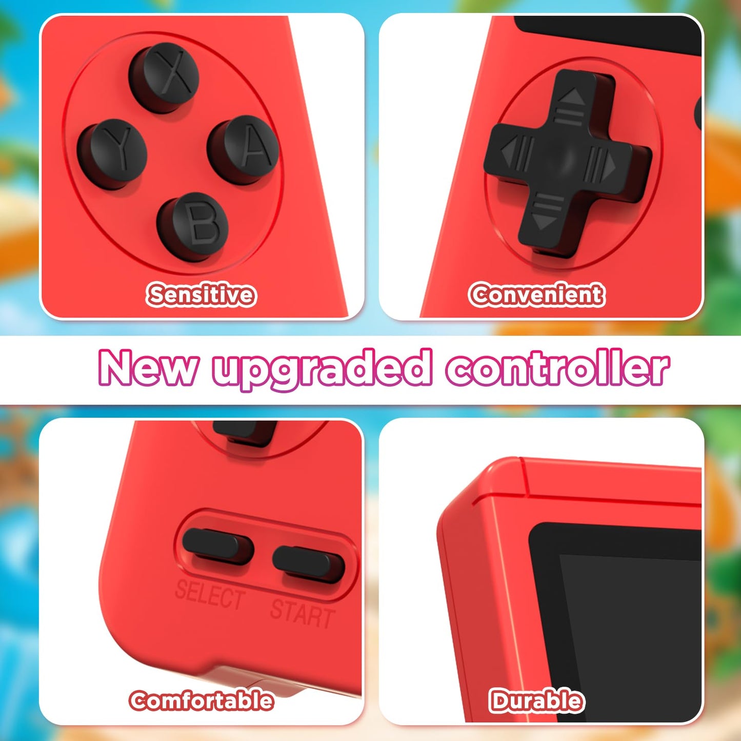 Meliif Handheld Games Console, Built-in 500 Video Games, Portable Video Gaming Player with 3.0 Inch lPS Screen，Rechargeable Portable Electronic Gaming System, Pocket Mini Arcade, Red