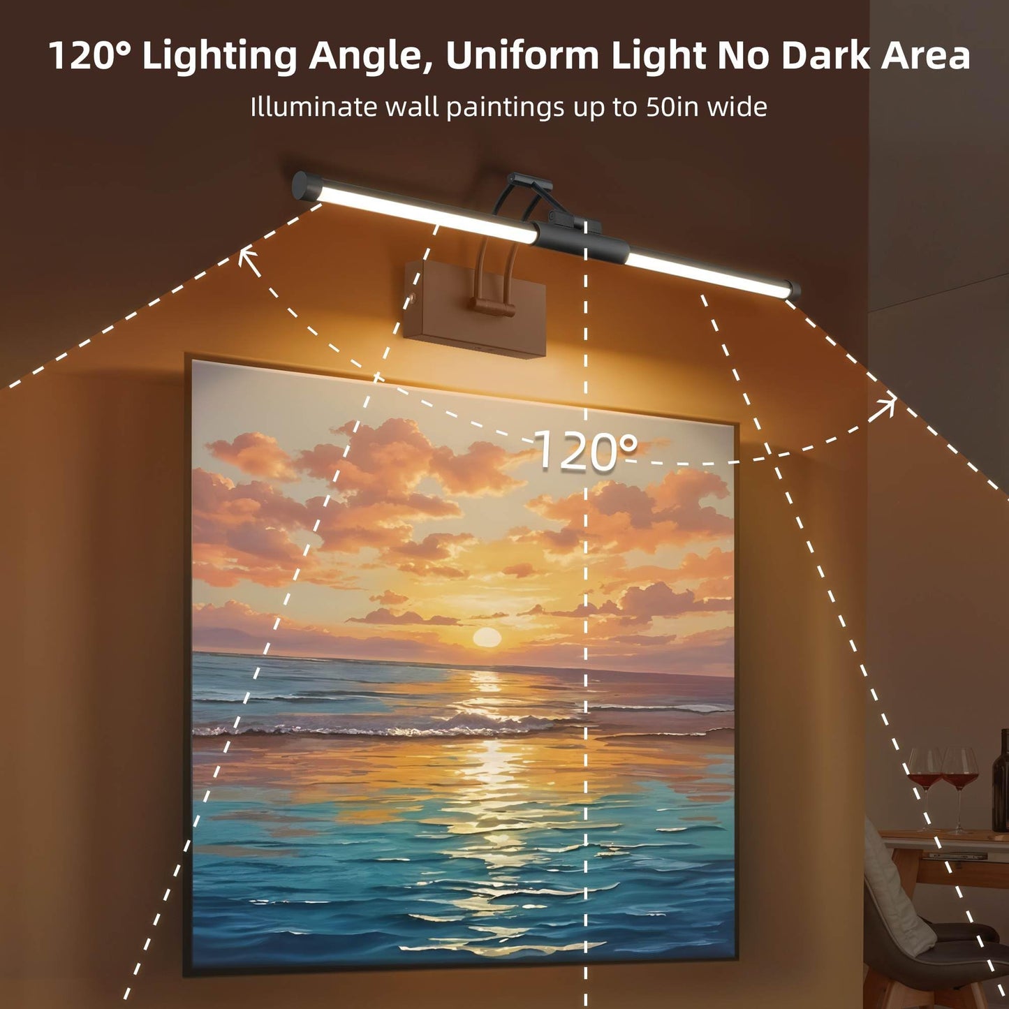 24 Picture Lights For Wall Battery Operated  Wireless Picture Lights With Remote  Rechargeable Wall Light 3000K/4000K/6000K Dimmable  Art Lighting For discomfort-reducingtings Frame Gallery Dartboard Light  Black