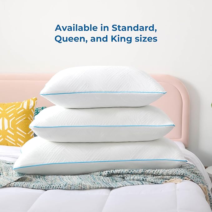 LINENSPA Shredded Gel Memory Foam Pillow – Cooling Bed Pillow – Side, Stomach, and Back Sleepers – Queen