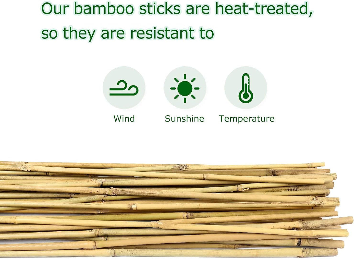 6ft Bamboo Garden Stakes Eco-Friendly Plant Stakes 6 Feet, Bamboo Poles for Tomatoes Beans Climbing Plants Support - Pack of 20 Bamboo Stakes Natural