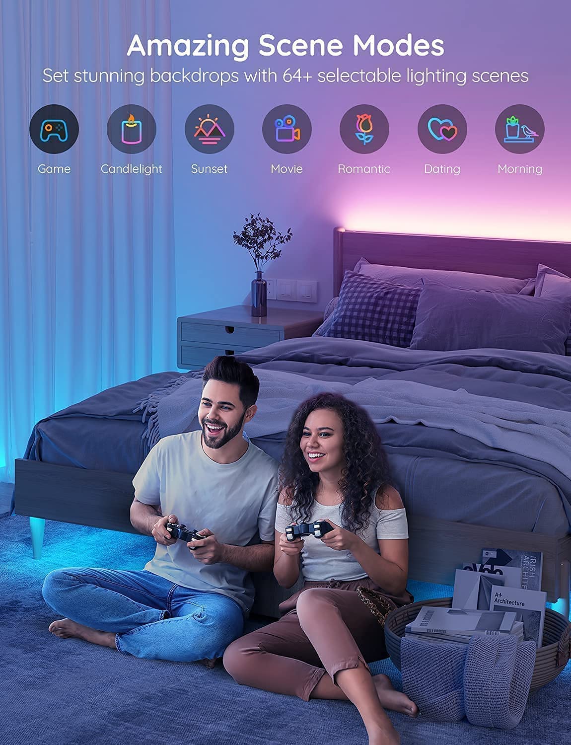 Govee Smart Led Strip Lights, 16.4Ft, Wifi, Rgb, Works With Alexa & Google Assistant, App Control, Music Sync, Model H6159