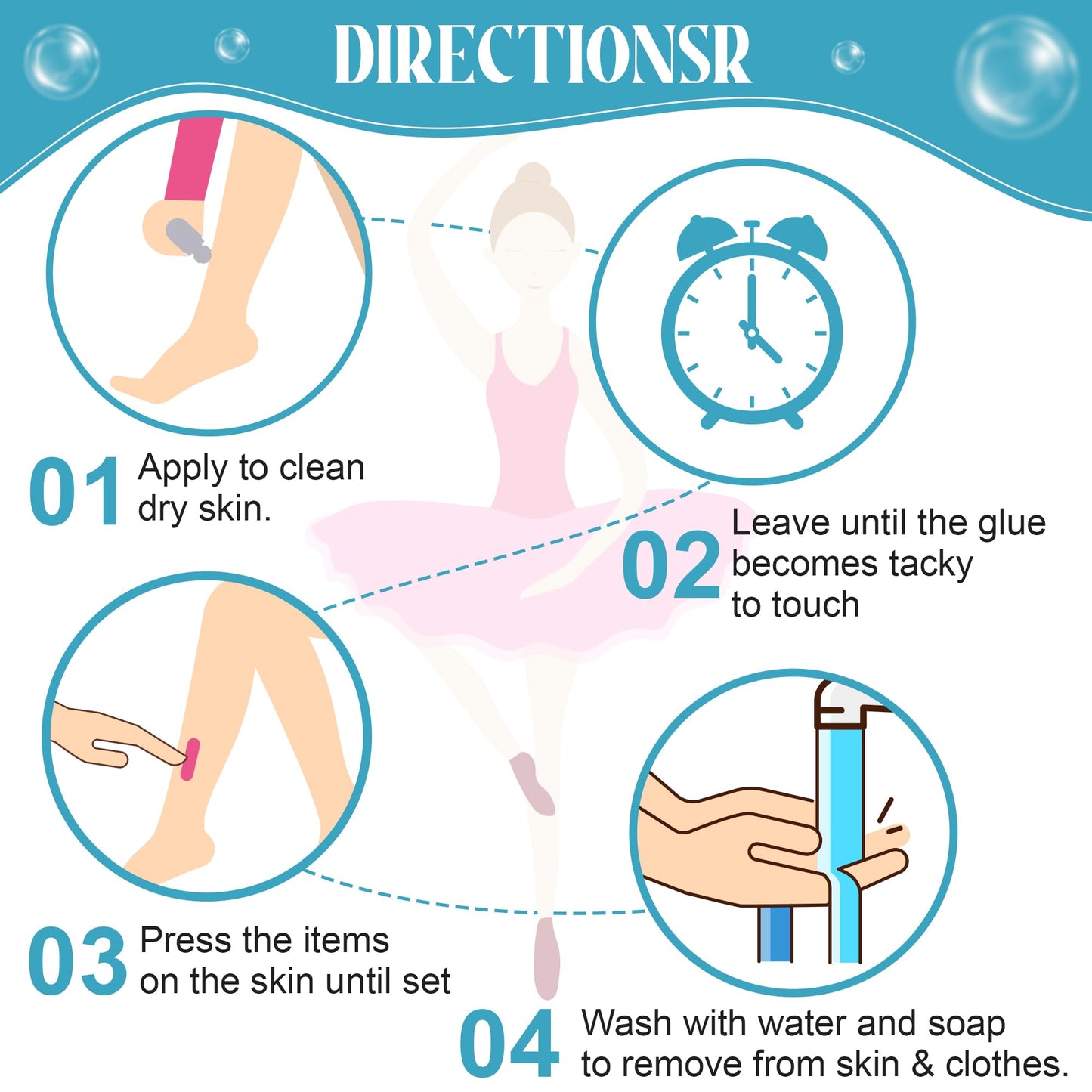 ElectricWise 1 Pcs Roll On Body Adhesive for Dancers, Sweat Resistant Water Wash Off Body Glue for Skin & Clothing, Fashion Butt Glue Applicator for Compression Stocking, Bras, Residue Free, 2oz