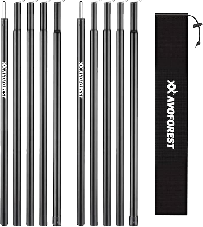 Tent Poles for Tarp, AVOFOREST Camping Tent Tarps Poles Adjustable Camping Accessories 76in Heavy Duty Poles Thicker Tent ...