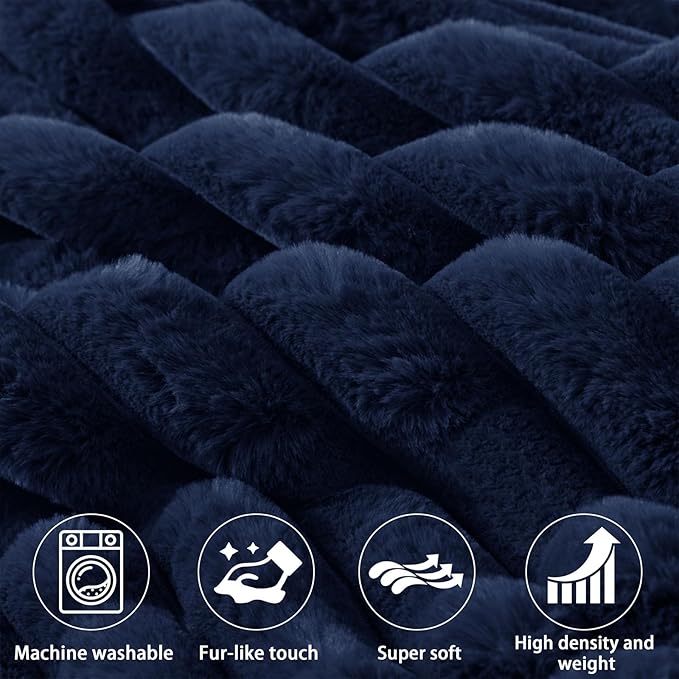 Faux Fur Headboard Pillow with 2 Pack Neck Roll Pillow Large Headboard Pillow Soft and Supportive with Removable Cover (Blue, Twin)