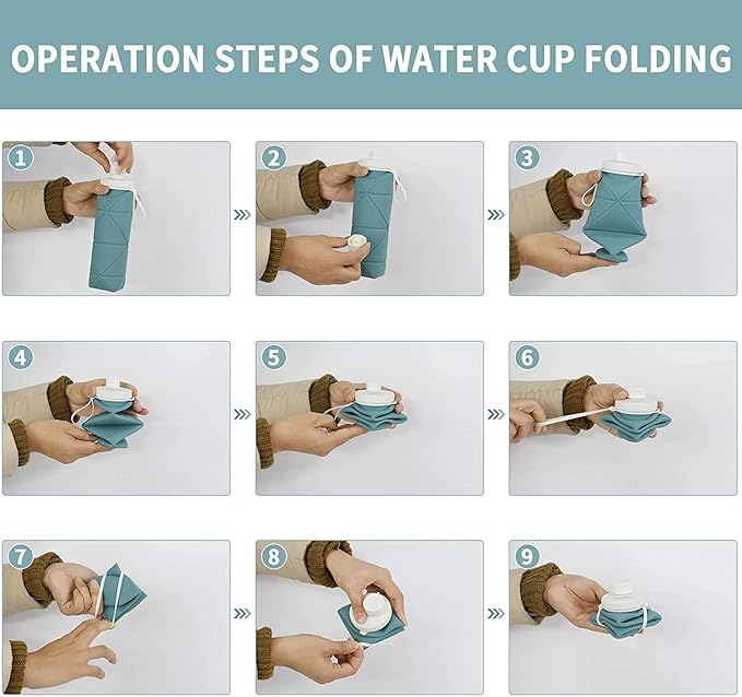 SPECIAL MADE Collapsible Water Bottles Cups Leakproof Valve Reusable BPA Free Silicone Foldable Travel Water Bottle Cup for Gym Camping Hiking Travel Sports Lightweight Durable