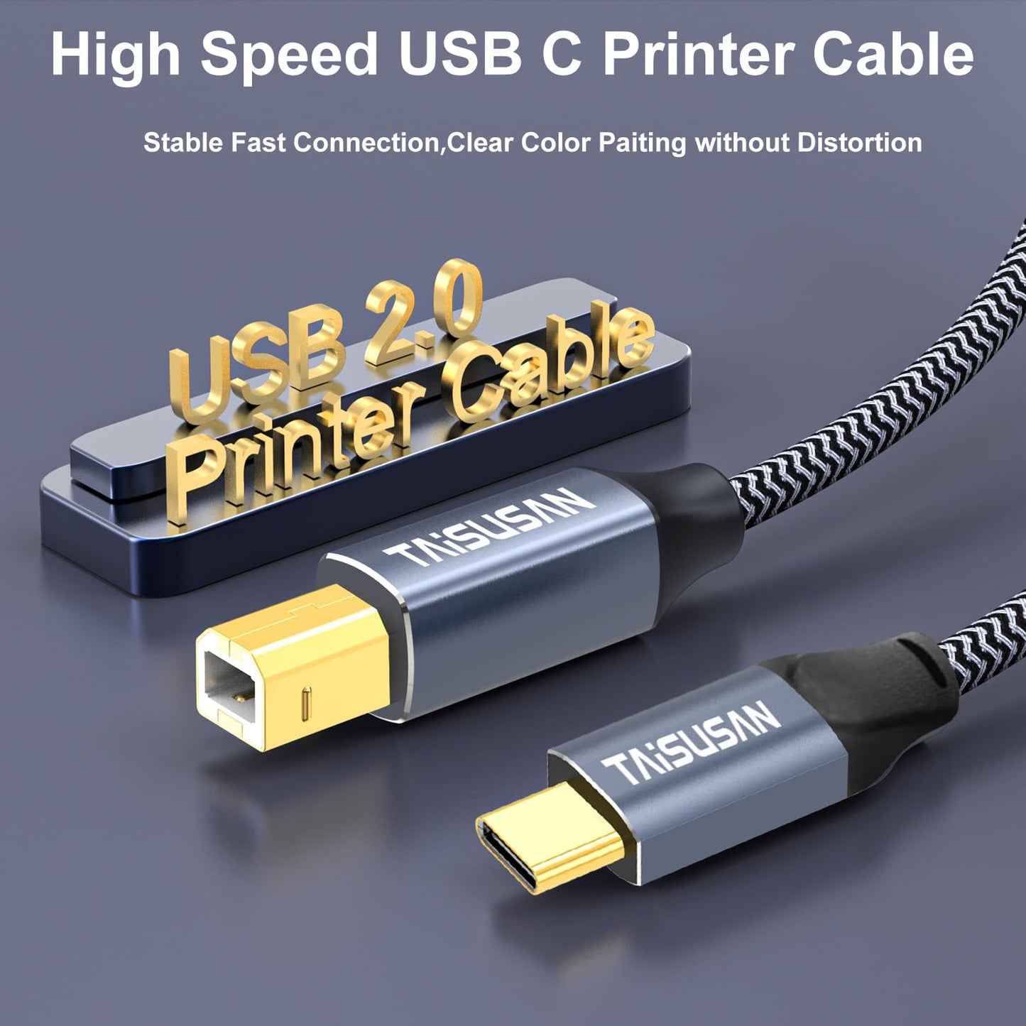 Taisusan Usb C Printer Cable 20Ft, Compatible With Keyboard, Macbook Pro/Air, Printers And Scanners - Usb B To C Midi Cable