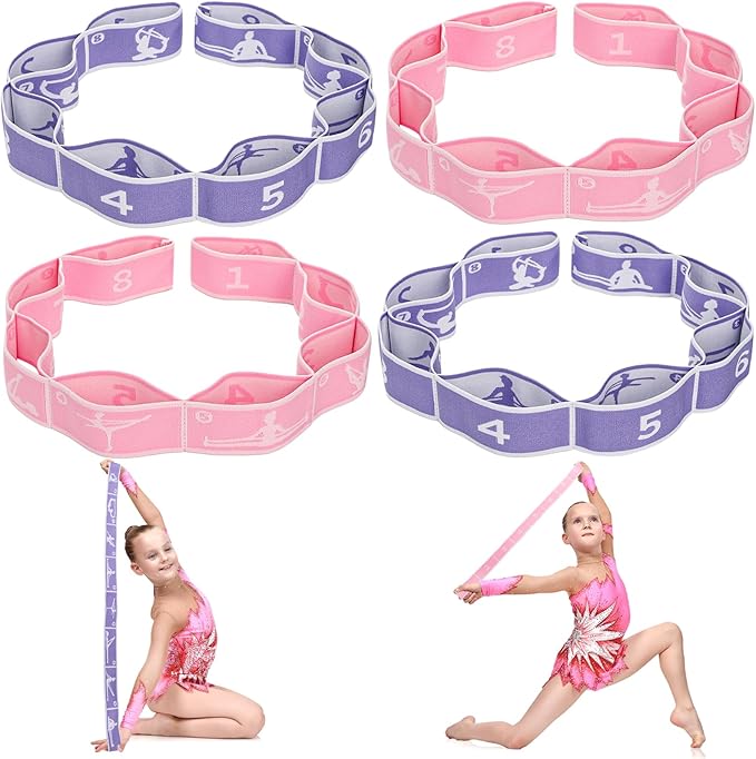 Faswin 4 Pcs Stretch Strap for Kids, Dance Training Elastic Band for Children Gymnastics, Stretch Bands Yoga Stretching St...