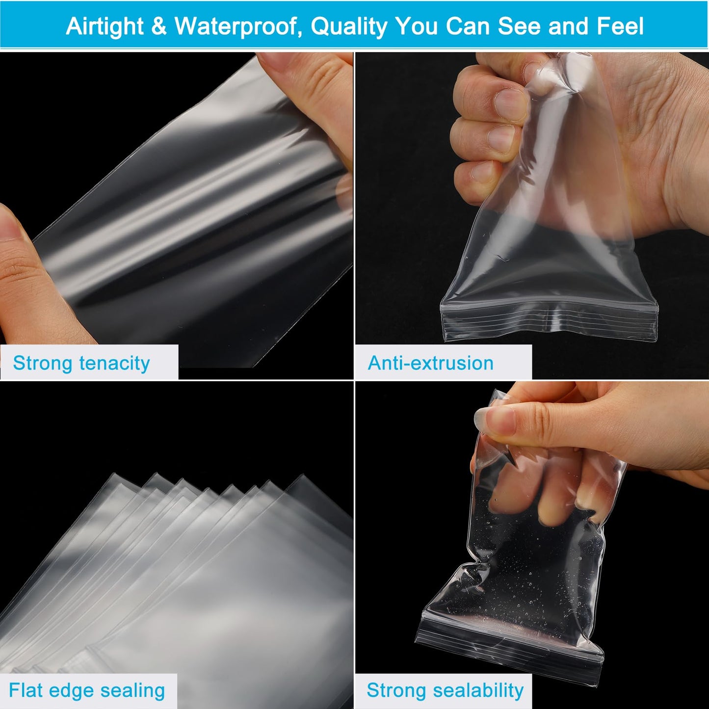 1.5''x 1.5'', (Pack of 100) 2 mil Thick Clear Plastic Reclosable Zip Poly Bags with Resealable Lock Seal Zipper for Photo, Jewelry, Bakery, Treats, Travel, Storage, Packaging & Shipping…