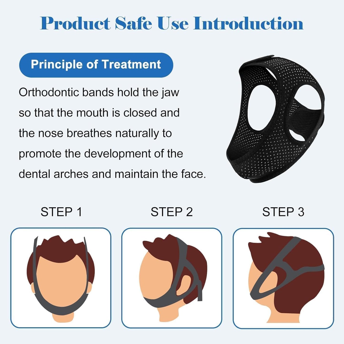 Anti Snore Chin Strap for Sleeping - Airflow Jaw Strap Adjustable & Comfortable - Effective Anti Snoring Devices- Stop Snoring Solution for Men & Women, Breathable and Reusable (Black)