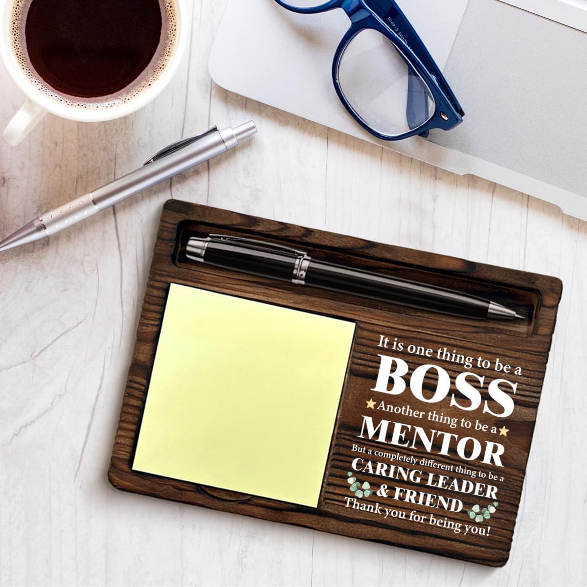 Boss Appreciation Gifts, Thank You Gifts for Bosses Leader Boss's Day Retirement Farewell Birthday, Best Boss Thank You Sticky Note Holder Office Decor