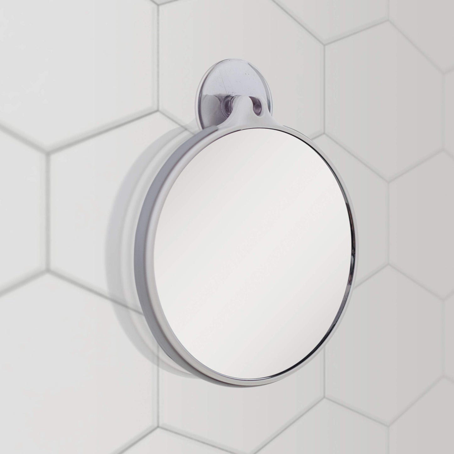 Zadro Dual-Sided 10X/5X Magnification Compact Travel Lightweight Portable Suction Cup Spot Makeup Mirror, Clear Acrylic, Gray/Wh