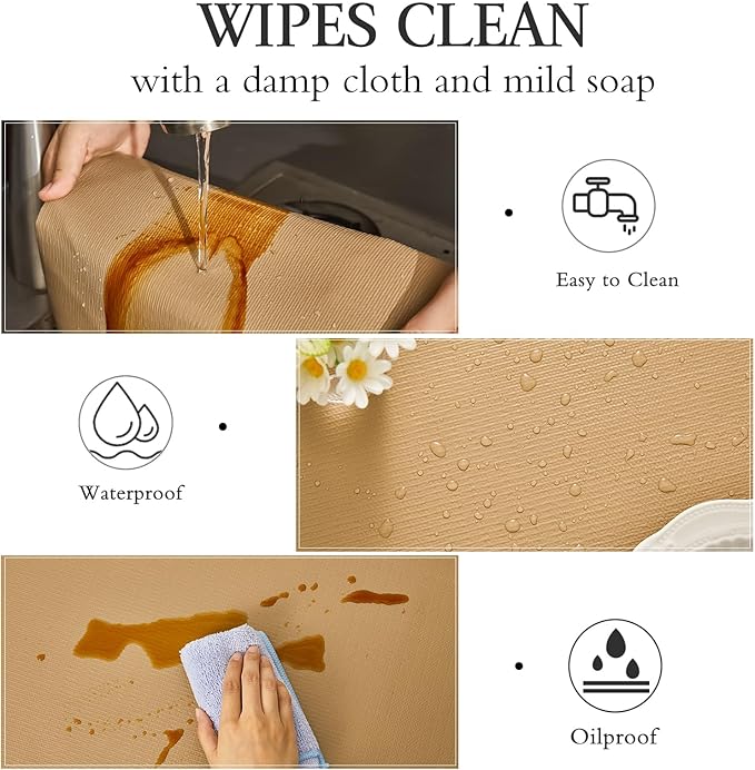 Beautysaid Shelf and Drawer Liner for Kitchen Cabinet, Non Adhesive Non Slip Shelf Paper Waterproof Washable Thickened for Dresser Pantry Shelve Bathroom Protector Liner(Beige,23.6 in x 10 FT)
