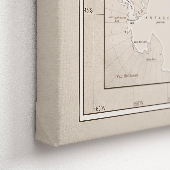 Canvas World Map with Cork Pin Board - English Lettering - Decorative Wall Decoration for All Rooms - Canvas Pictures with World Map Motif (90x60 cm, Pattern 16)