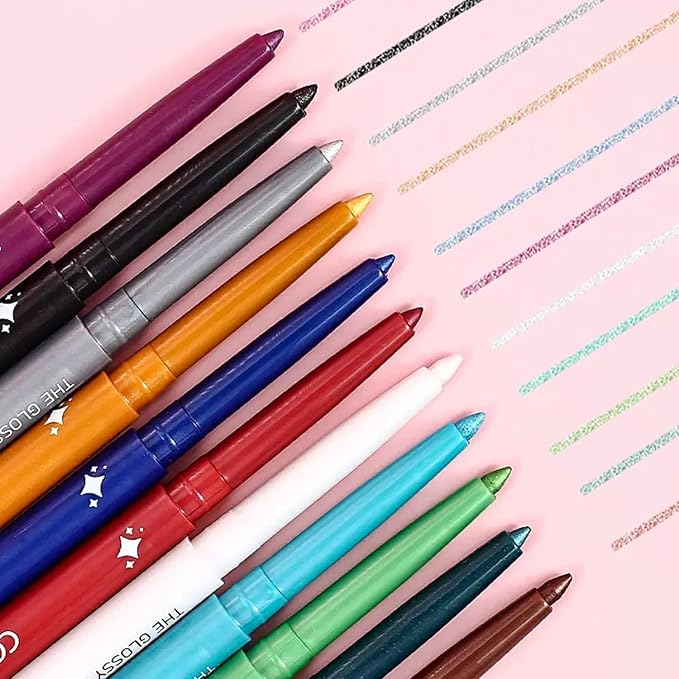 Bronze Eyeliner Waterproof Retractable Bronze Eyeliner Pencil Smudge-proof Long Lasting Hypoallergenic (10# brown yellow shimmer)