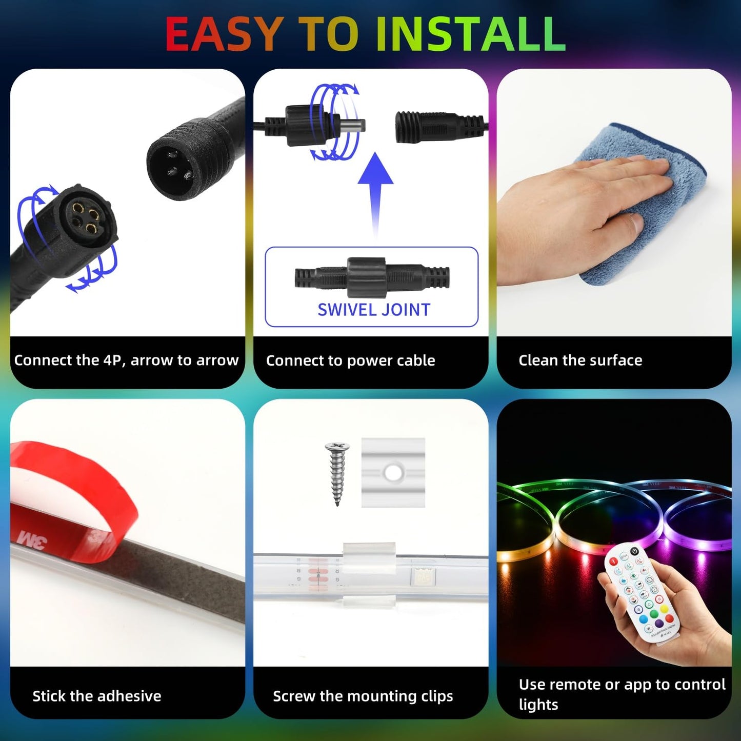 VIDLULTD Marine Boat LED Strip Lights, IP67 Waterproof, 66FT, Multicolor, Model VLD07-ER45, APP Remote Control