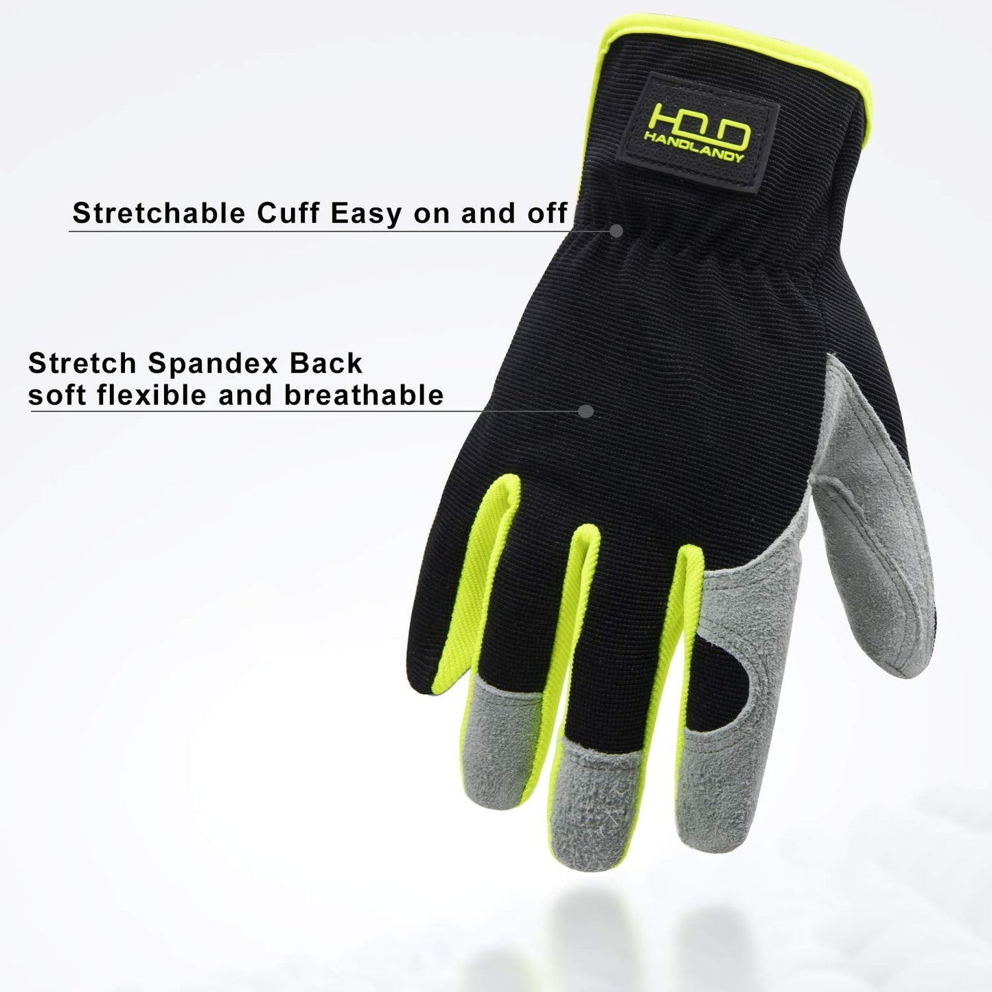 HLDD HANDLANDY 2 Pairs Leather Gardening Gloves for Men, Utility Work Gloves for Gardening, Yardwork, Construction, Mechanics, Great Garden Gifts for Men Women