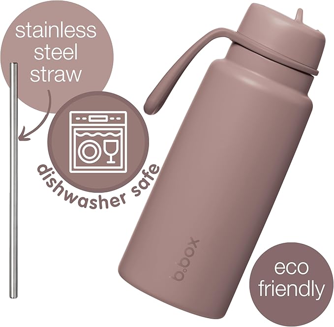 b.box Triple Insulated 34oz Water Bottle w/Stainless Steel Straw. 46 Hours Cold. Leak Proof Tumbler with Lid and Straw for Travel, Gym & School. BPA Free Sports Water Bottles.