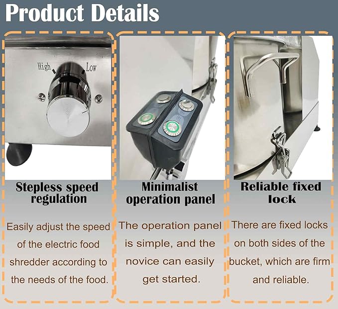 110V 9L Meat and Vegetable Blender Food Shredder, 1800W Adjustable Speed Food Chopper with Visible Transparent Window, Commercial Stainless Steel Electric Chopper