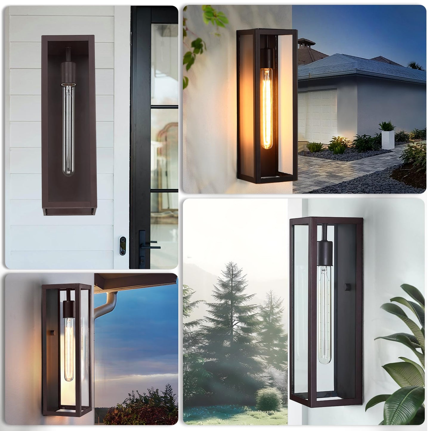 Criry Outdoor Wall Lighting Fixtures, 15.8 Waterproof Metal Sconce, Brown, 2-Pack, Modern Design For Patio & Entryway, Model Wl103B-Bw-1