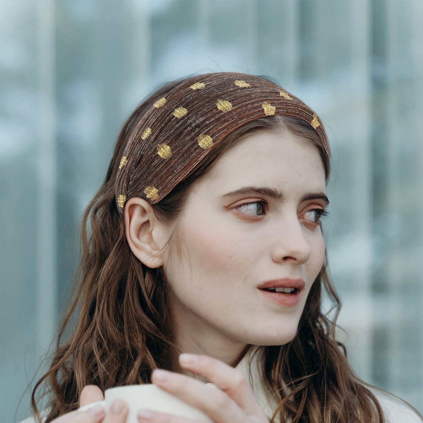 ACO-UINT 1 Pack Brown Headband for Women, Boho Wide Headbands Thick Headbands with Teeth, Large Head Bands for Women's Hair Turb