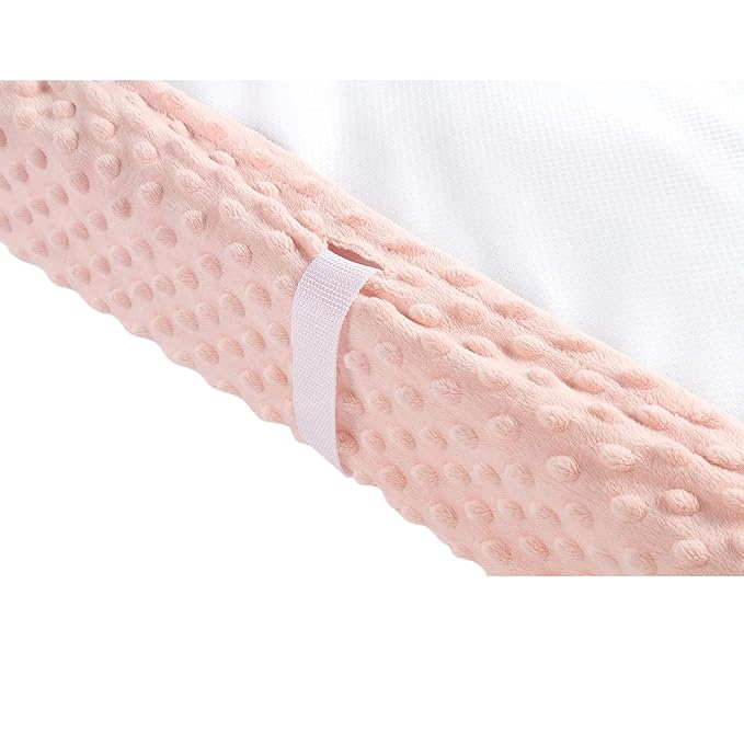 2 Pack Solid Changing Table Pad Cover Cradle Sheet, Fits 32"/34''x16 Contoured Diaper Changing Pad, Dots Plush Changing Table Covers (Pink + Purple)
