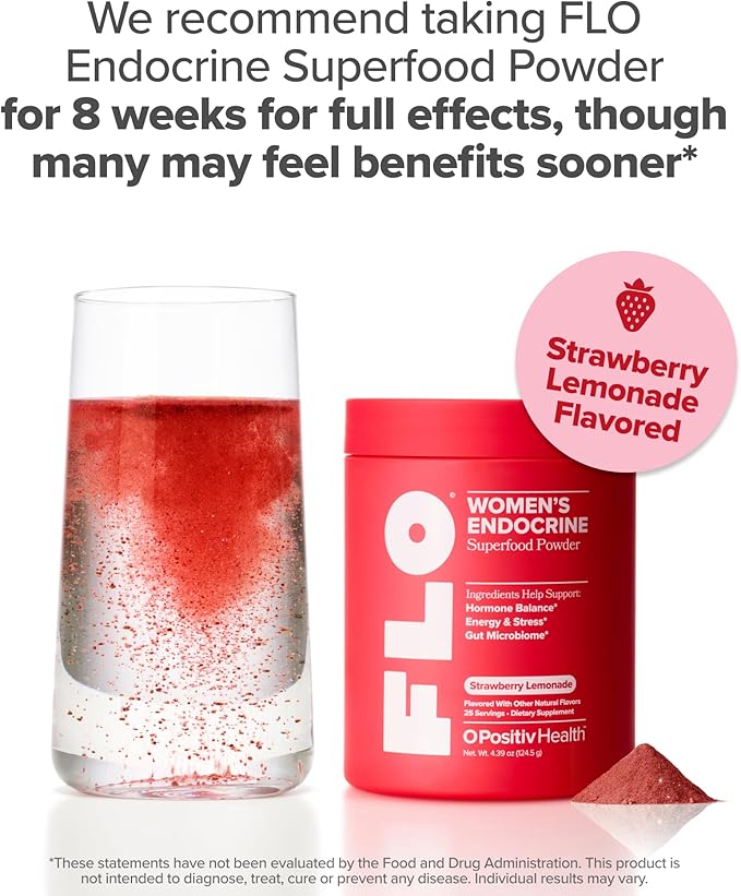 O Positiv FLO Women’s Endocrine Superfood Powder – Supports Healthy Cortisol Levels, Hormonal Balance, Thyroid & Gut Health – Multivitamin Plus Rhodiola, DIM, Myo-Inositols, Red Superfood– 25 Servings