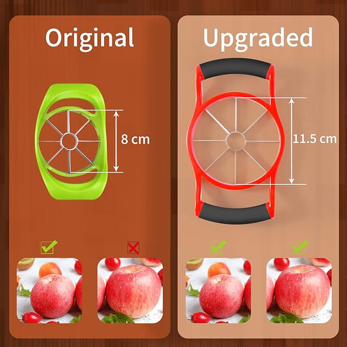 Newness 5.12 Inch Extra Large Apple Slicer, Heavy Duty Apple Cutter 8 Slices, Durable Apple Corer, Stainless Steel Apple Slicer and Corer - for Apple, Potato, Onion and More, Red