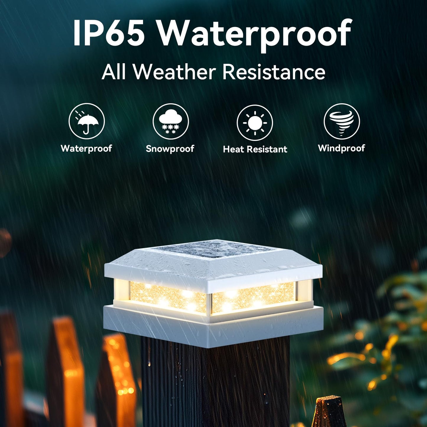 Solar Post Cap Lights Outdoor 16 Packs For 4X4 4.5X4.5 5X5 Vinyl/Wooden Posts  Waterproof Solar Powered Fence Cap Light With Warm/Cool Lighting  White 16Leds Deck Caps Lights For Yard  Garden  Patio