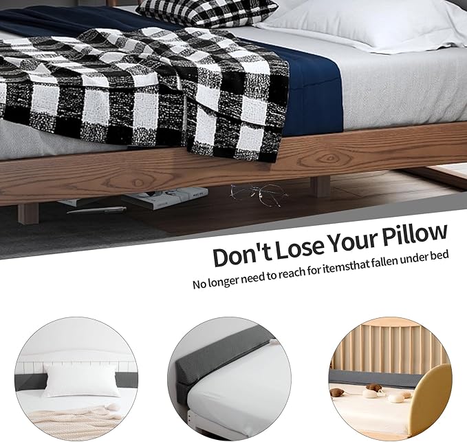 MABOZOO Pillow Wedge for Headboard Gap,Bed Gap Filler King Size,Foldable Bed Wedge Pillow for Headboard,Grey Bed Wedge Gap Filler,Foam Mattress Gap Filler,76"x6"x6"
