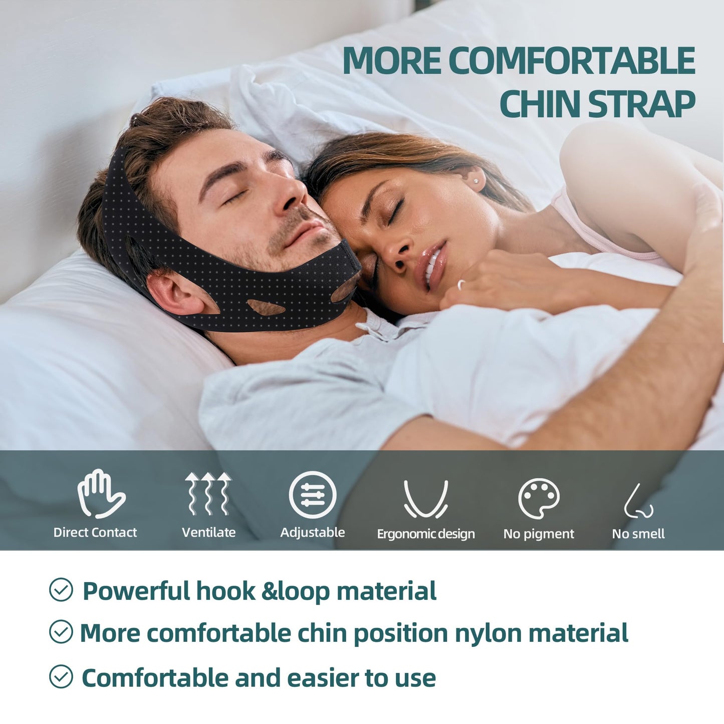 Snoring Chin Strap for Users,Anti Snoring Chin Strap for Sleeping, Adjustable Jaw Support Strap to Keep Mouth Closed