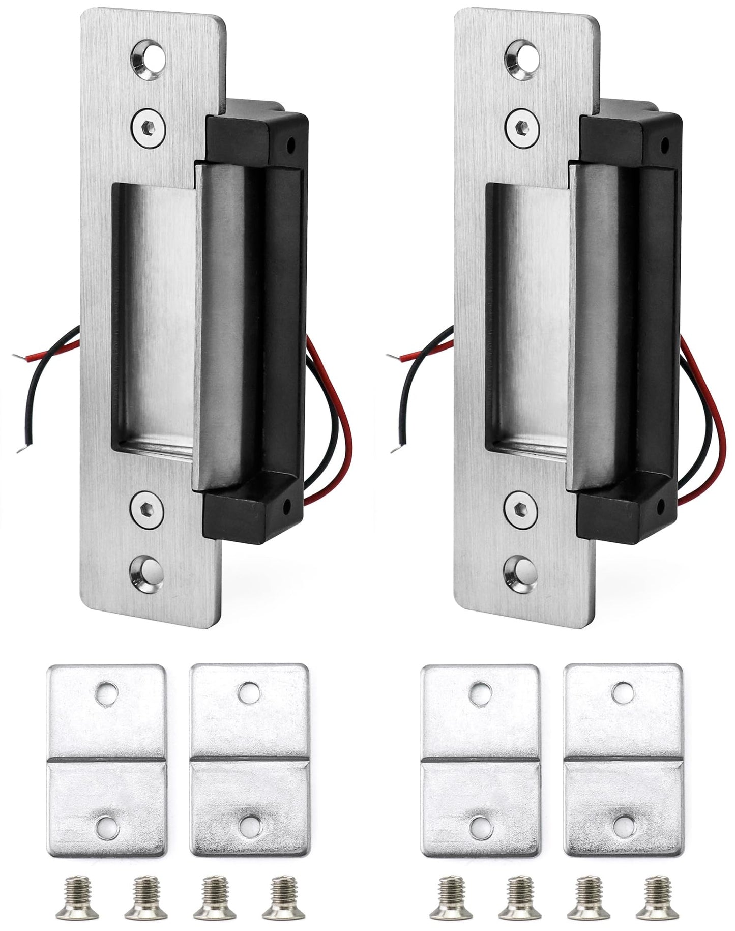 QWORK Electric Door Strike Lock, 12VDC, Fail-Safe/Fail-Secure, Heavy Duty Power Door Crash Lock for Access Control System, 2 Pack