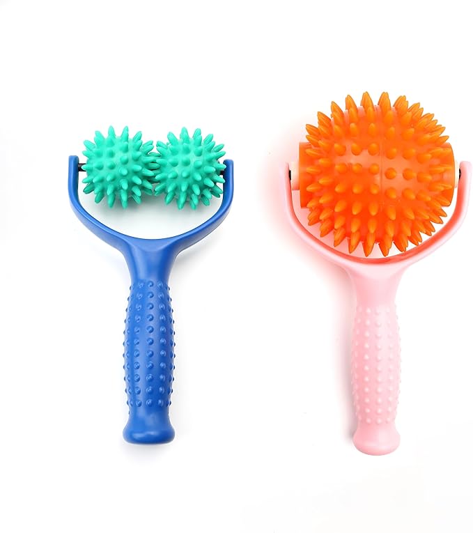 2PCS Handheld Spiky Massage Balls Rollers Compact and Portable Muscle Relaxation Tools with Handle-Deep Tissue for Pain Pr...
