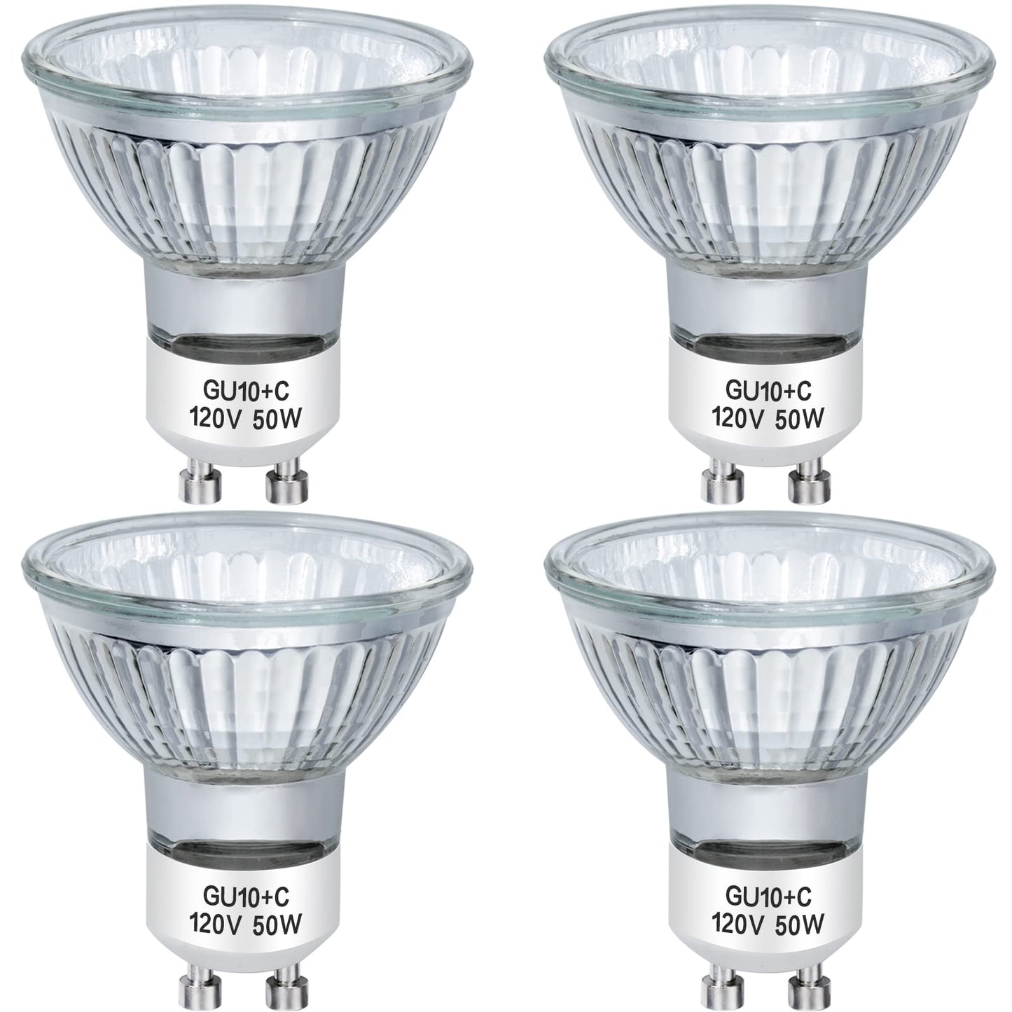 YBEK GU10 Halogen Bulbs 50W 120V MR16 for Scent Wax Burner, Dimmable Warm White, Pack of 4