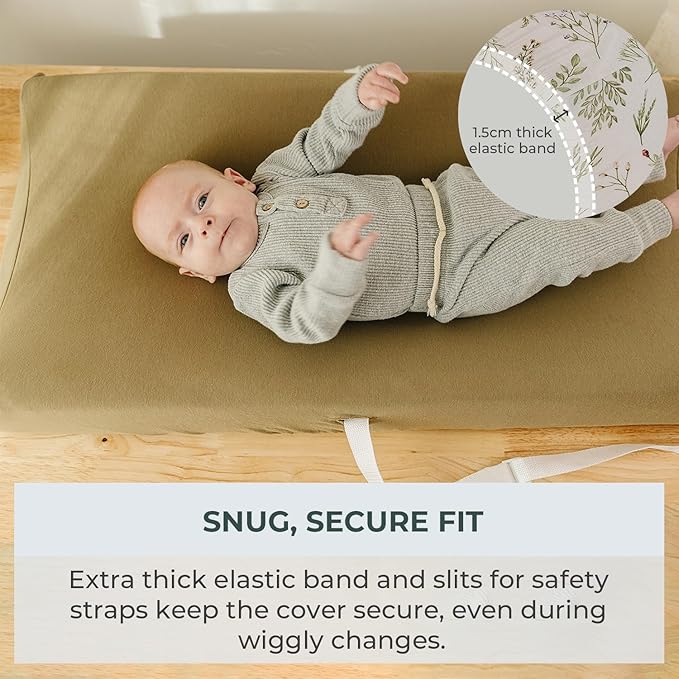 Pobibaby – 2 Pack Premium Changing Pad Covers for Boys, Ultra-Soft Breathable Cotton Diaper Changing Table Covers – Neutral Nursery Changing Pad Sheets for Baby (Gingham Khaki)