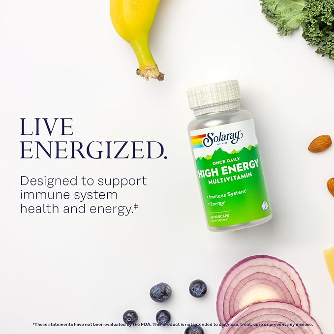 SOLARAY Magnesium Glycinate Powder 350mg and High Energy Multivitamin Bundle - Chelated Magnesium and Once Daily Multi - Bone Health, Muscle, Heart and Immune Support, 60-Day Guarantee, 6oz/60ct