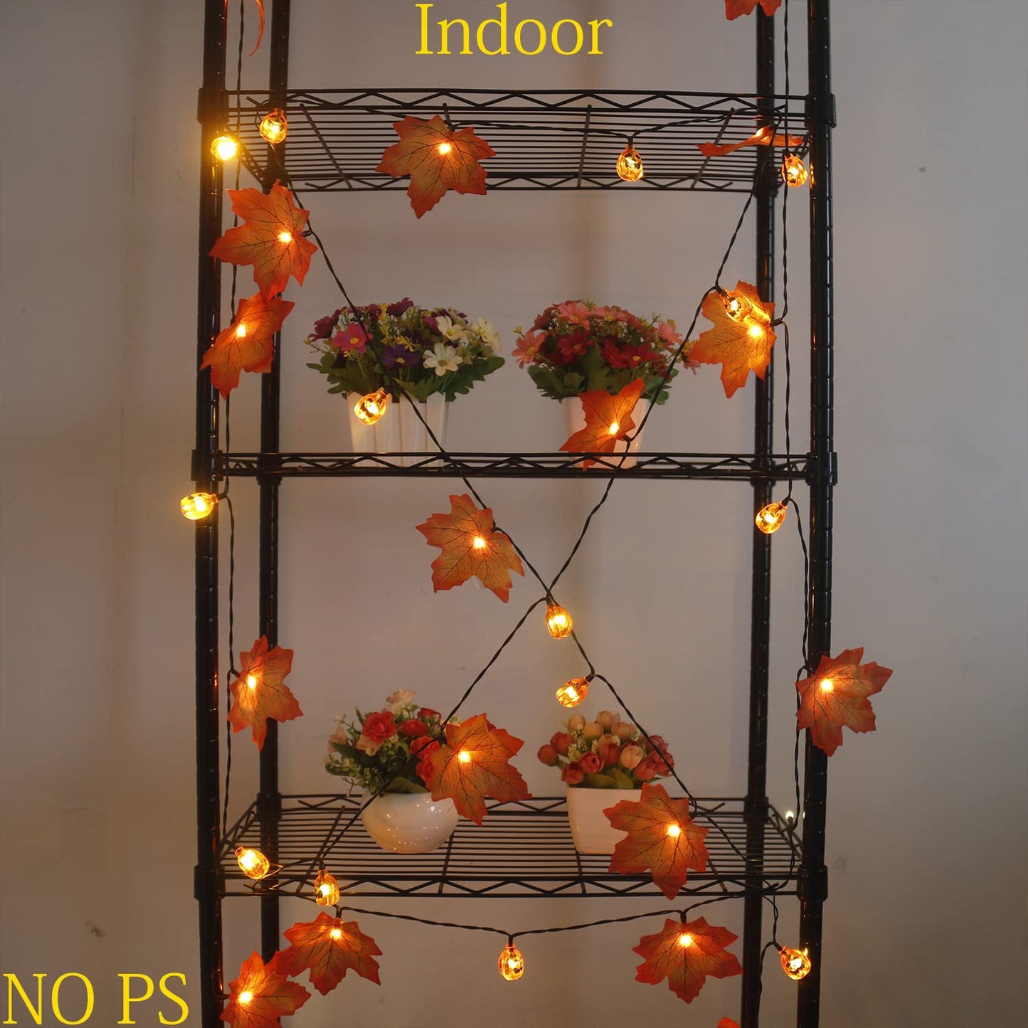 Xingpold Solar Pumpkin Maple Leaf String Lights, 50Led 30Ft, Waterproof Fall Decor, Gold For Thanksgiving Halloween Garden
