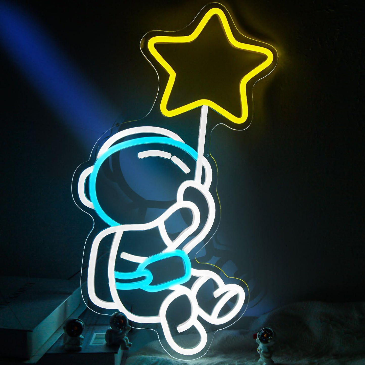 Astronaut Star Neon Sign Spaceman Led Neon Light For Wall Decor Dimmable Astronaut Holding Stars Signs Lights Space Decor For Boys Christmas Gift  Kids  Game Room  Man Cave