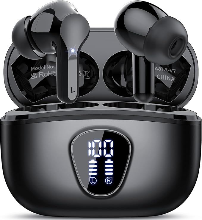 Wireless Earbuds, Bluetooth 5.4 Headphones HiFi Stereo, Bluetooth Earbuds with ENC Noise Cancelling Mic, IP7 Waterproof in...